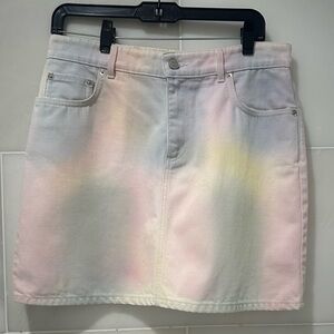 Ganni Tie-Dye Denim Skirt